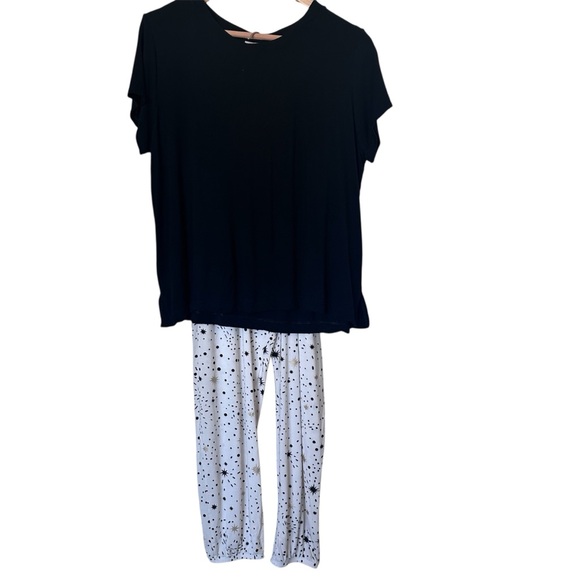 Soma COOL NIGHTS Banded Joggers & Short Sleeve Top Pajama Set Stargazer Grand L - Picture 3 of 14